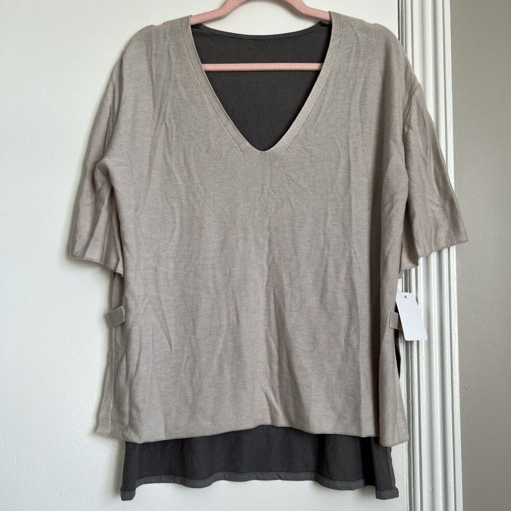 Unbranded Knitted Shirt M-L V Neck Short Sleeve Knit Tee NWOT
